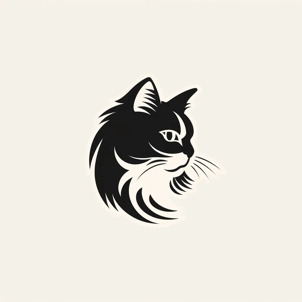 A sleek and minimalist flat vector graphic logo design featuring a cat.