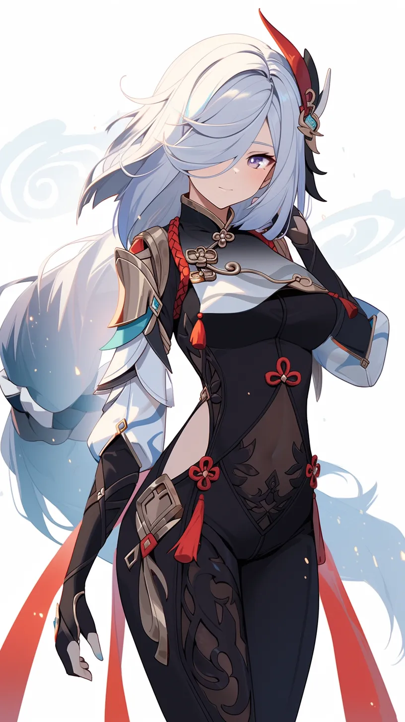 A character from the game Genshin Impact, featuring an alluring smile.