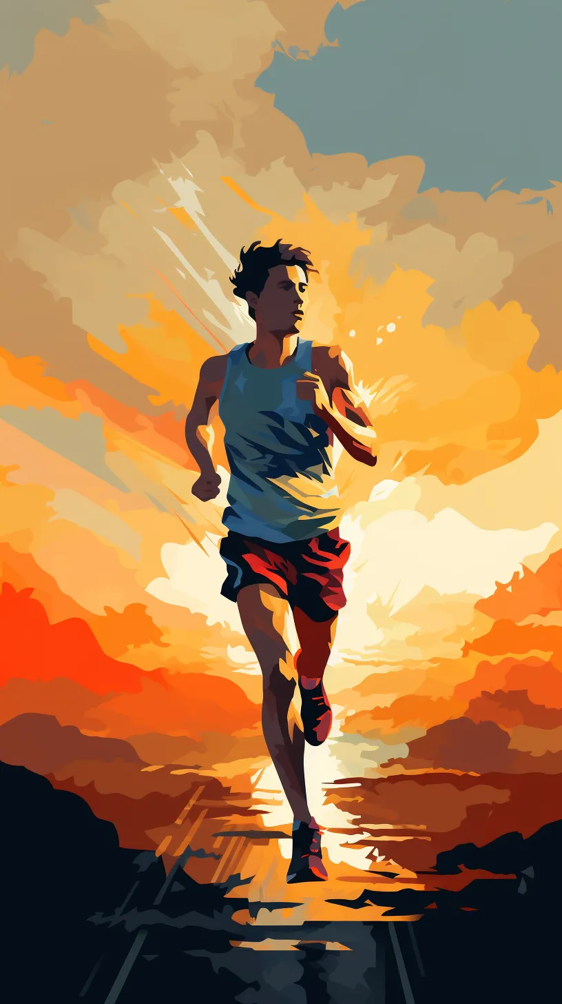 Mobile wallpaper showcasing an artistic rendition of a long-distance runner, with a blank space at the top of the screen.