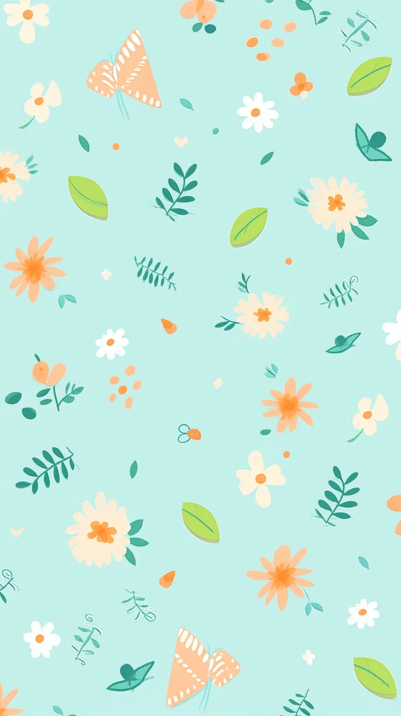 Simple, seamless doodles featuring a spring-themed pattern.