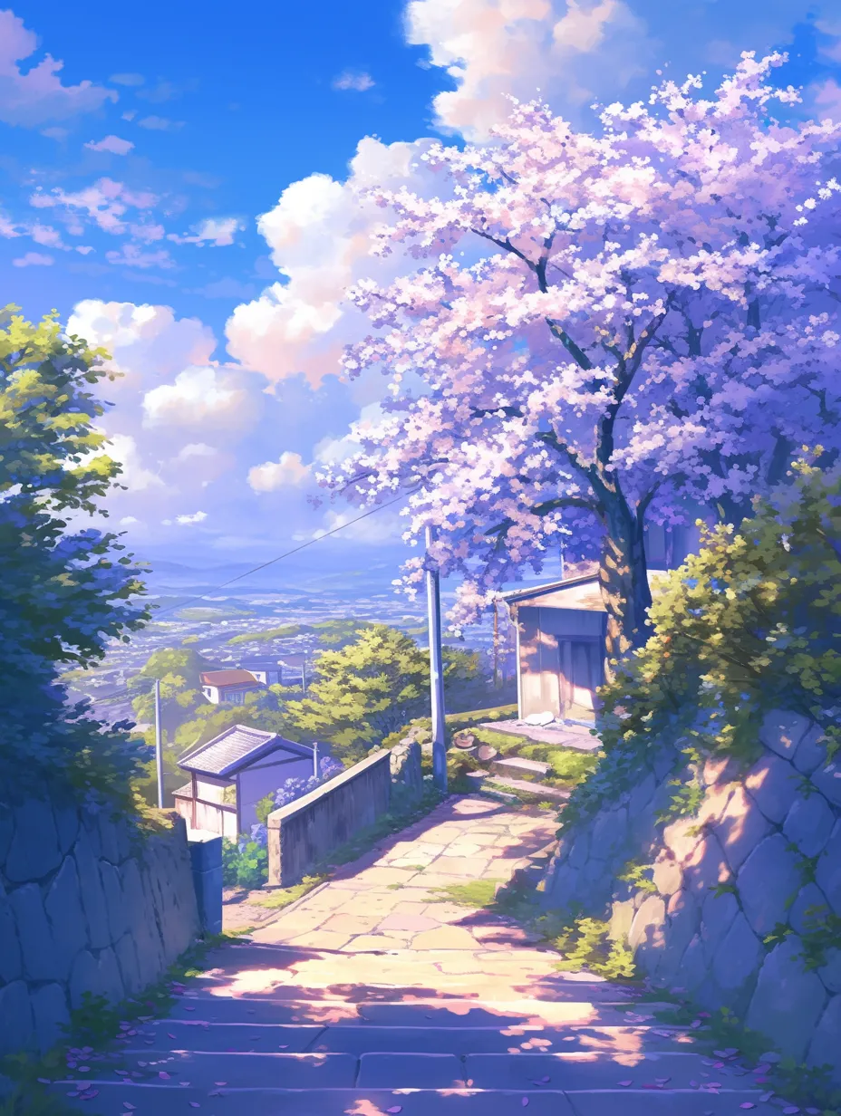 35mm photography, richly detailed and sharply focused, featuring anime resources in outdoor settings with beautiful landscapes, castles, trees, and flowers.