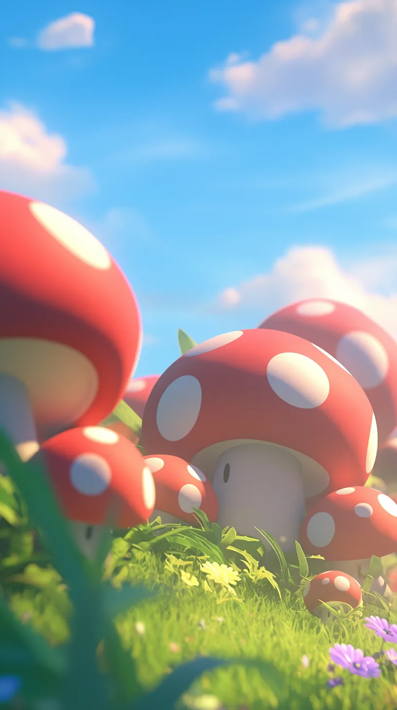 Super Mario running against the backdrop of the Mushroom Kingdom, in 32k resolution, close-up, with a polygon count reflecting the 3D trend from the Nintendo game Odyssey.