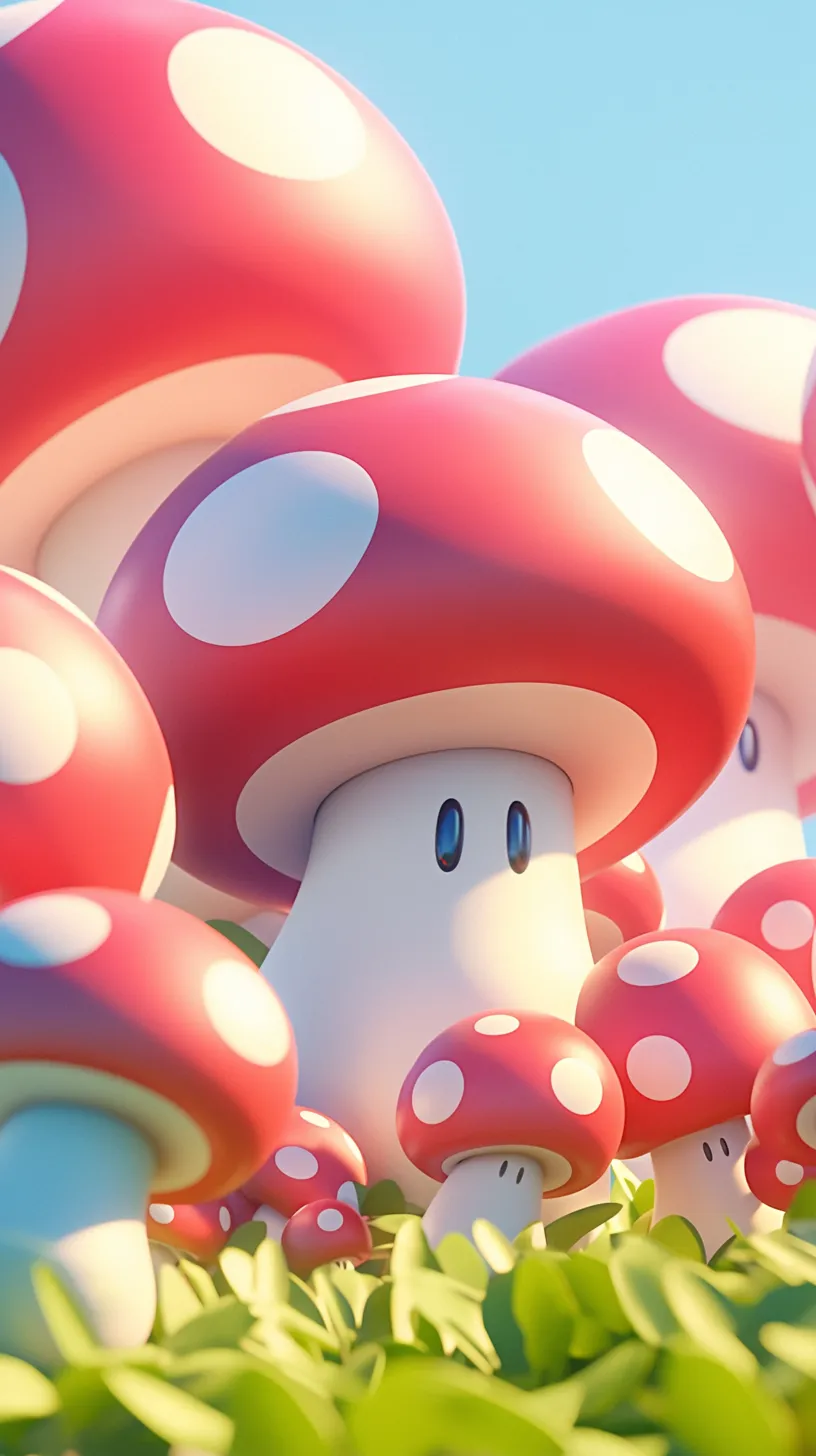 Super Mario dashing through the vibrant Mushroom Kingdom backdrop, in stunning 32K resolution, close-up, featuring a high polygon count 3D style, inspired by the Nintendo game Odyssey.