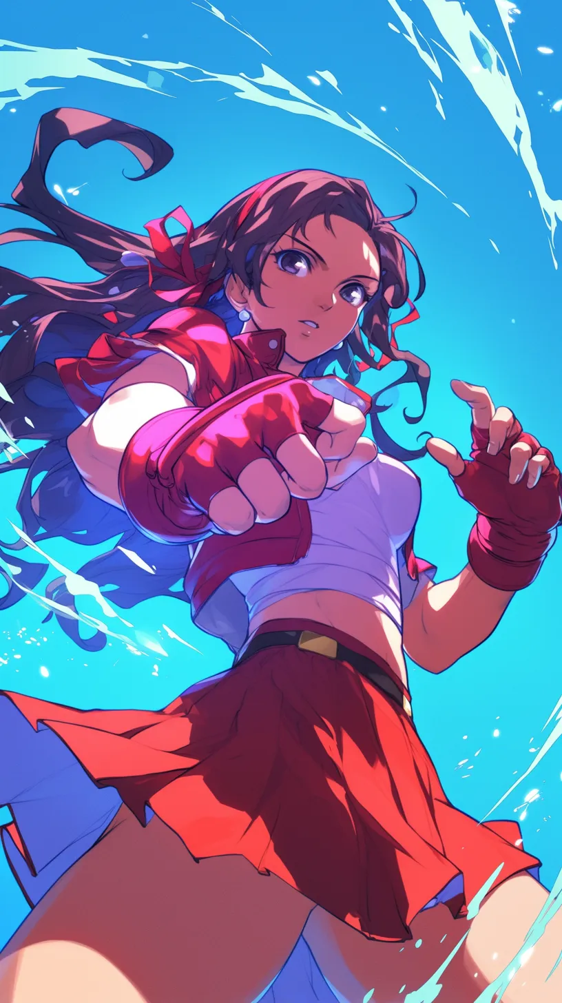 Athena Asamiya from The King of Fighters '97, depicted with a dynamic perspective.