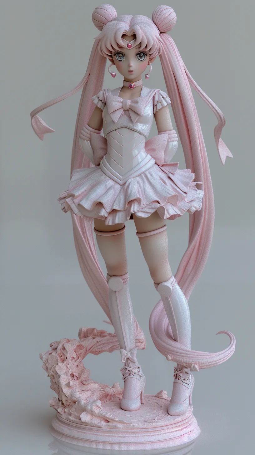 Barbie - Sailor Chibi Moon: The future daughter of Usagi and Mamoru, she journeys back in time to become a Sailor Guardian, known as Sailor Chibi Moon. Anime sculpture.