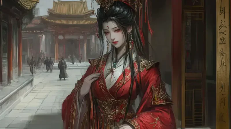 A woman in classical Chinese style --v 6.1 --ar 16:9 --s 1000 --c 50 --weird 3000