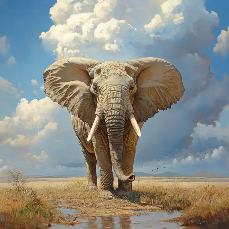 Elephant painting --v 6.1 --ar 1:1