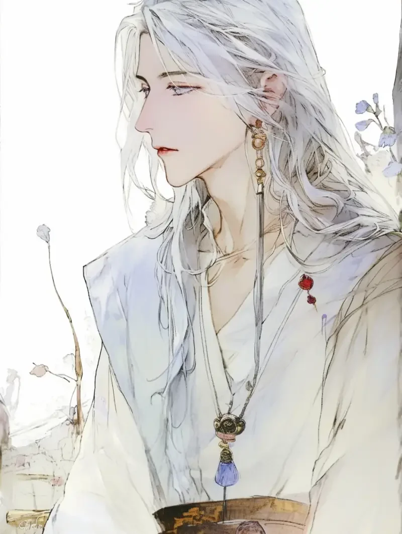 a very handsome man with extremely beautiful eyes, slender eyelashes, he has long and straight white hair. wearing white hanfu. he is so beautiful that words cannot describe him, with clear picture quality and clear brushstrokes, he is a Chinese handsome man. high resolution, 16K, Daoism, Hanfu, Wuxia, Full body, profile, Headshot, Front view --sref--cref--niji 6 --style raw --iw 2 --sw 196 --cw 11 --s 699 --ar 3:4