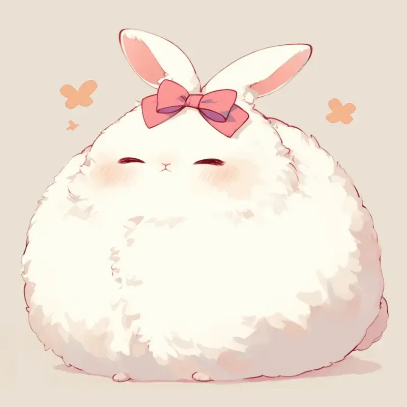 A white bun, cute, furry, with a pure white background and IP design --ar 1:1 --niji 6