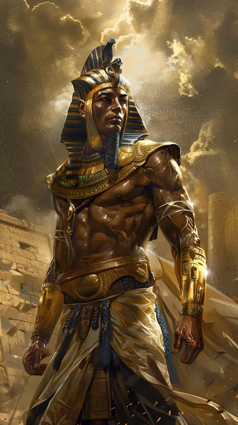 In ancient Egypt, the pharaoh was regarded as a living god that was highly realistic, --ar 9:16 --v 6.0