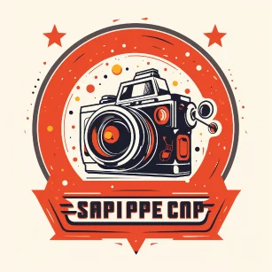 Camera shop logo, Graffiti, Sticker, Dots style, Polka style, Flat design, Graphic design, Retro style, Geometric, Manga, Logo, Soviet Propaganda Poster. --ar 1:1 --style raw --v 5.2