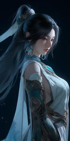 Ancient Chinese female warriors, high-definition picture quality, lighting effects, Chinese style, Chinese architecture, side profile, moonlight, cosplay, anime. --ar 1:2 --style expressive --niji 5