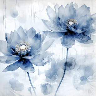 Multiple exposure, ink painting of lotus flowers. --ar 1:1 --style raw --v 5.2