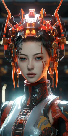 Chinese girl, 3D stereoscopic face, Tang Dynasty costume with mecha, futuristic tech accessories, holographic projection, fluorescence, cyberpunk, aurora punk, dreamy color tones, ultra-detailed, LED 3D art, octane value rendering, complex details with ray tracing, Unreal Engine. --ar 1:2 --style raw --v 5.2