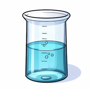 Draw a beaker with transparent liquid inside, no background color, and the beaker should have a pointed spout. --ar 1:1 --v 5.2 --style raw