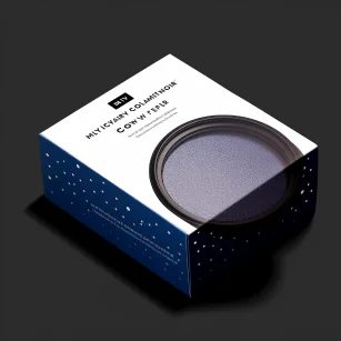 This camera lens filter packaging design combines minimalist and atmospheric elements with a magnetic suction effect, bringing users a brand new experience. In terms of the theme color of the packaging, a deep and mysterious night sky blue is chosen to create an intoxicating atmosphere. In the center of the front of the packaging, there is an exquisite silver circular pattern, resembling a miniature universe, evoking endless possibilities. The edges of the packaging are designed with magnetic suction, perfectly fitting the shape of the camera lens filter. The simple and lightweight operation makes it easy to change filters. On the back of the packaging, a special textured material is used, giving it a high-tech feel and increasing comfort when held. The overall design pays attention to details, with no redundant text or patterns on the packaging, only concise brand logos and necessary information such as product models. This design style not only showcases modernity but also demonstrates high-end quality, providing users with a high-quality usage experience. Whether you are a photography enthusiast or a professional photographer, you will be captivated by this minimalist, atmospheric, and magnetic camera lens filter packaging design. --ar 1:1 --style raw --v 5.2