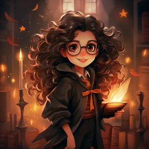 Magical Girl Harry Potter Cartoon --ar 1:1 --style raw --v 5.2